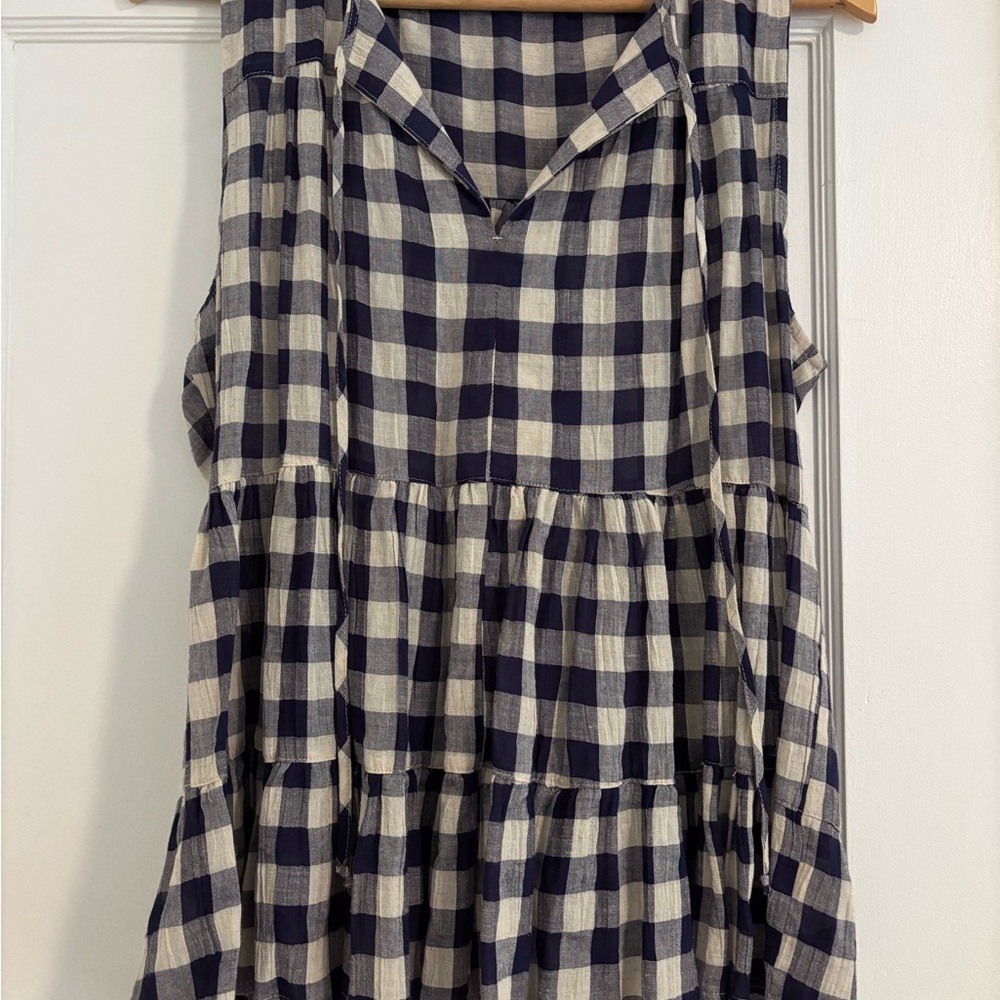 Anthro Checkered Sleeveless Tunic Top